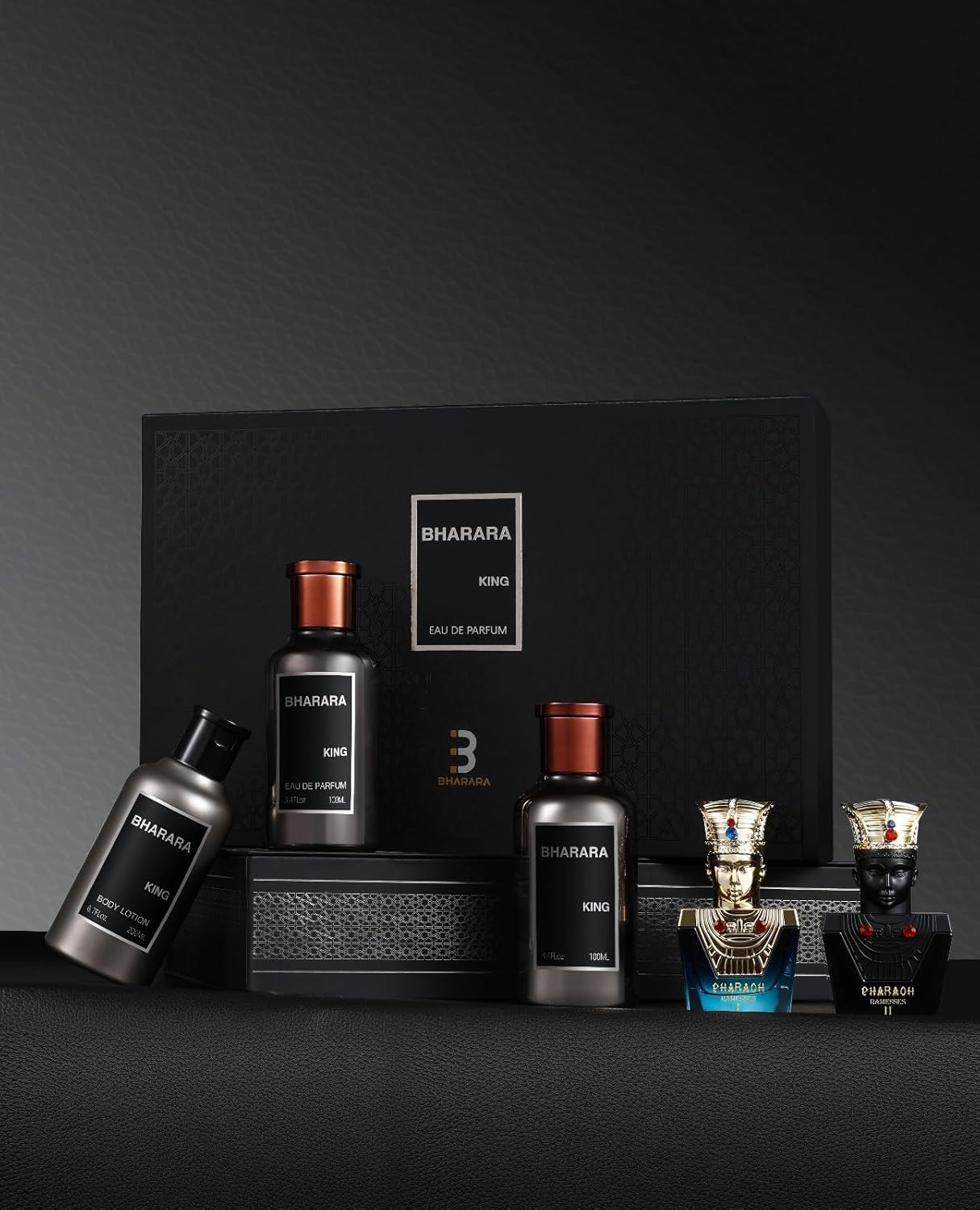 Bharara King 5-Piece Gift Set (EDP + Lotion + Pharaoh Minis