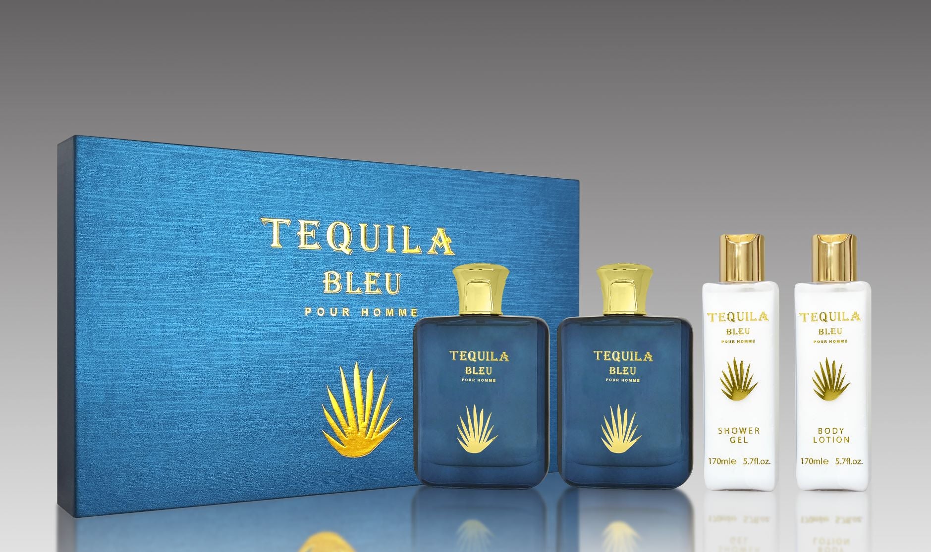 Tequila Blue Pour Homme By Tequila 3.4/3.3 oz Eau De Parfum Spray 4 pc set